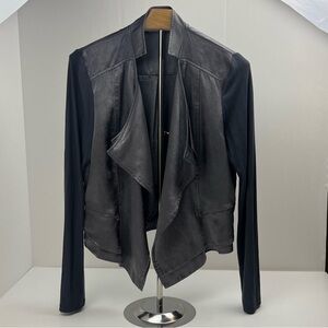 Lola &‎ Sophie Hammered Satin Hybrid Jacket Steel Grey Gray Womens Size Small